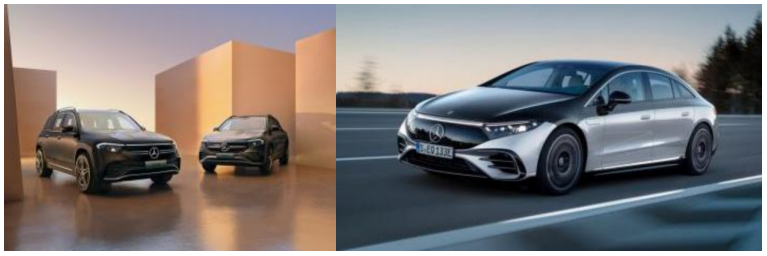 奔驰EQA、EQB纯电SUV，奔驰电动旗舰全新EQS（从左到右）