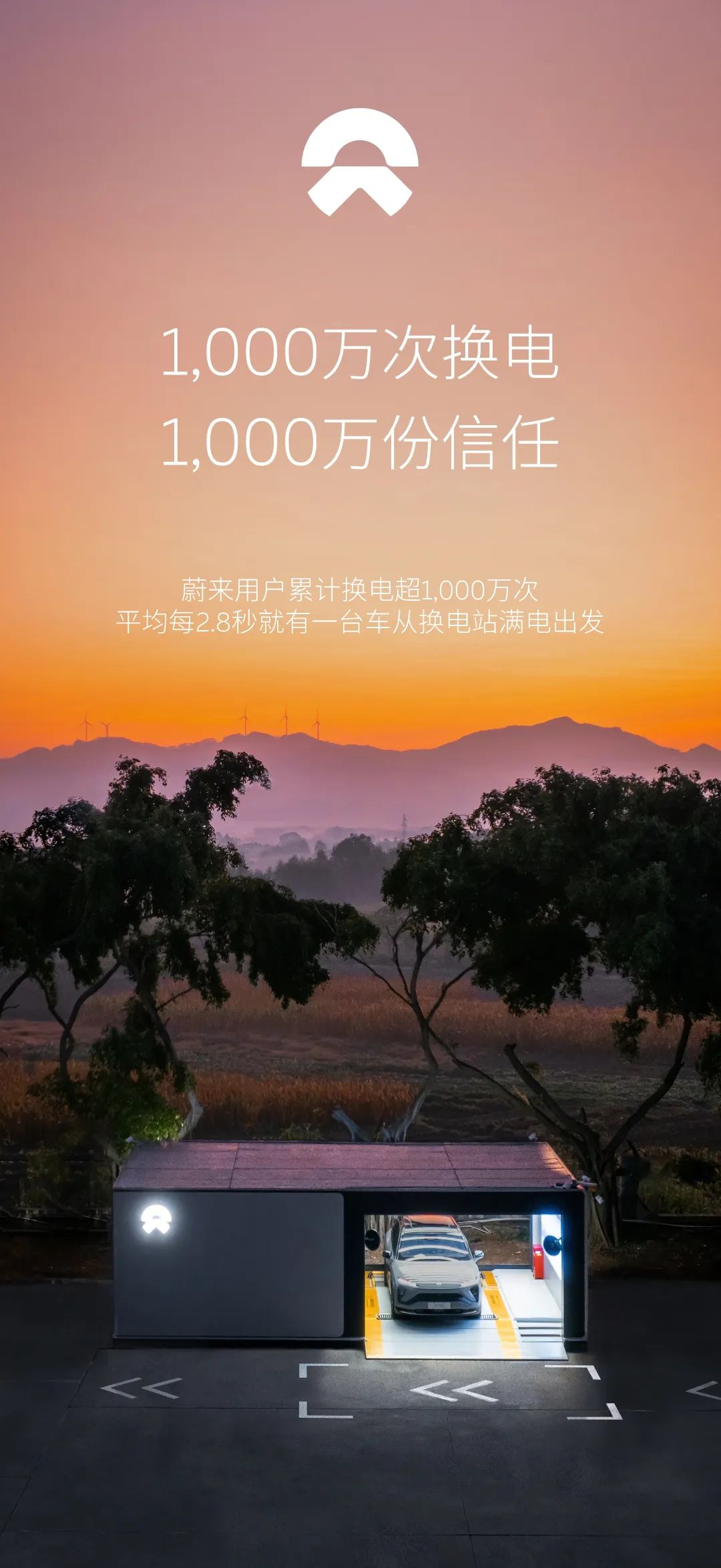 蔚来用户累计换电达1000万次 换电站总数即将突破1000座
