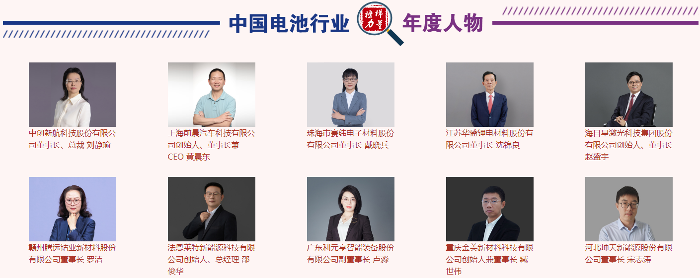 第12届中国电池行业年度人物获奖名单